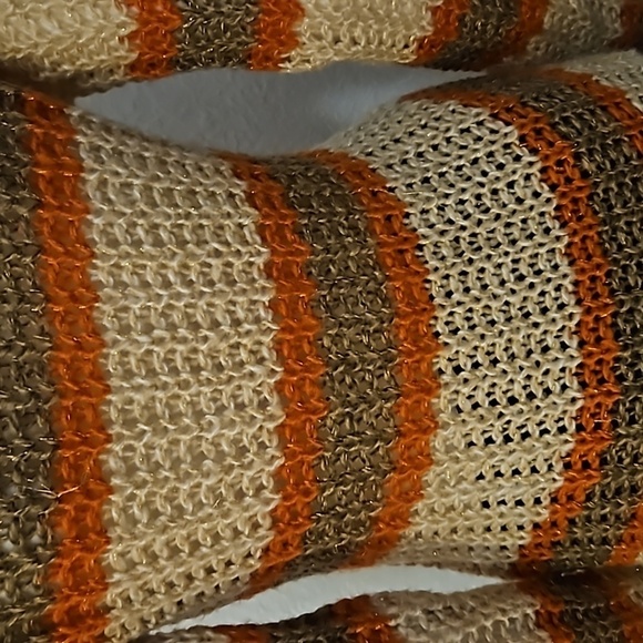 ASHLEY Y2k Striped Metallic Open Crochet Peekaboo Sweater - Picture 7 of 8